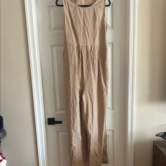 Camellia Pants - NWT Camellia Sleeveless Wide-Leg Jumpsuit in Beige